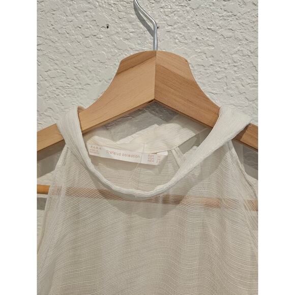 Zara sheer blouse white sz Medium - Picture 2 of 5